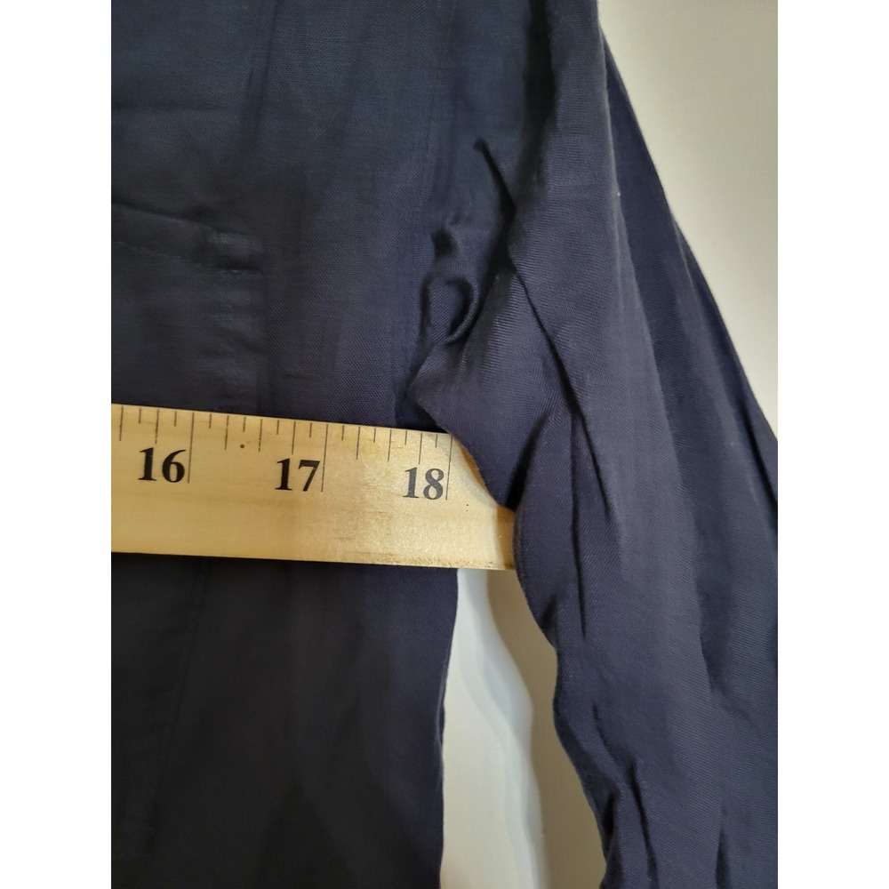 Sundance Navy Blue Button Up Ruffle Blouse Womens PXS Long Sleeve Viscose Top - Picture 4 of 11